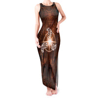 New Zealand Matariki Tupuanuku Tank Maxi Dress Maori Moko Brown Galaxy