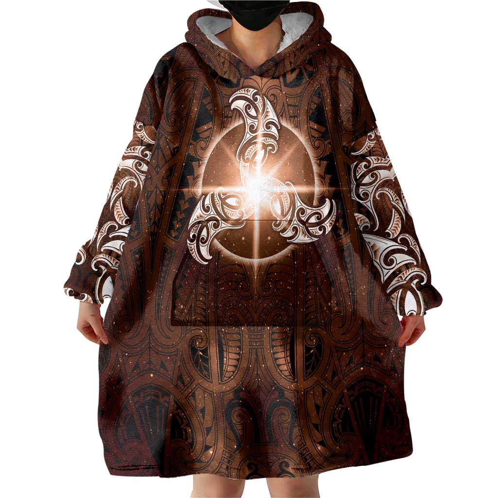 New Zealand Matariki Tupuanuku Wearable Blanket Hoodie Maori Moko Brown Galaxy