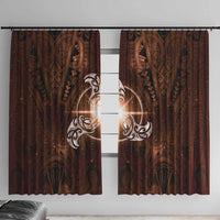 New Zealand Matariki Tupuanuku Window Curtain Maori Moko Brown Galaxy LT05 With Hooks Brown - Polynesian Pride
