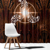 New Zealand Matariki Tupuanuku Window Curtain Maori Moko Brown Galaxy LT05 - Polynesian Pride