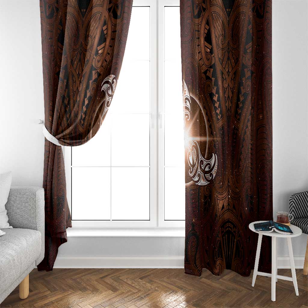 New Zealand Matariki Tupuanuku Window Curtain Maori Moko Brown Galaxy LT05 - Polynesian Pride