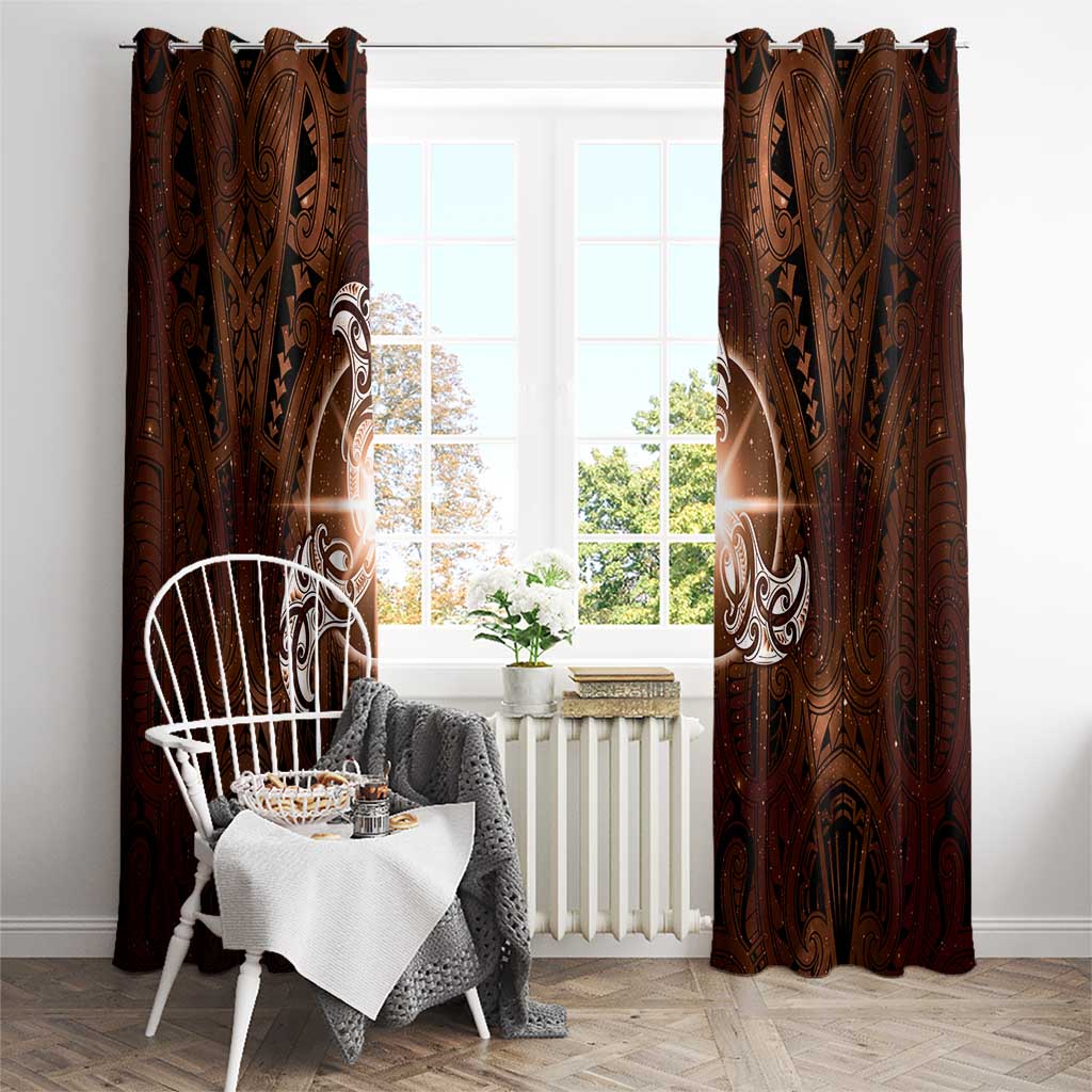 New Zealand Matariki Tupuanuku Window Curtain Maori Moko Brown Galaxy LT05 - Polynesian Pride