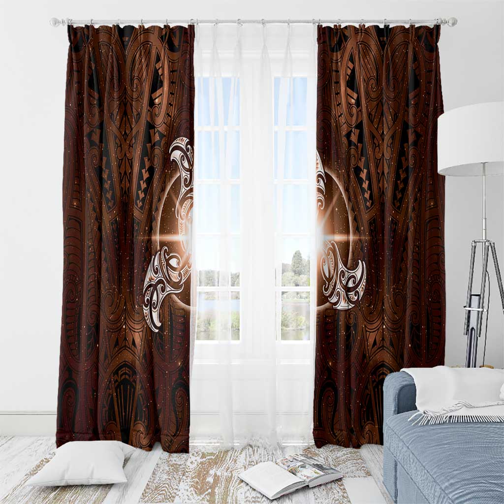 New Zealand Matariki Tupuanuku Window Curtain Maori Moko Brown Galaxy LT05 - Polynesian Pride