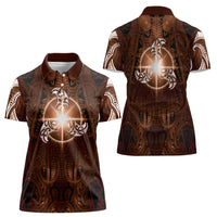 New Zealand Matariki Tupuanuku Women Polo Shirt Maori Moko Brown Galaxy