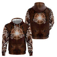 New Zealand Matariki Tupuanuku Zip Hoodie Maori Moko Brown Galaxy