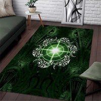 New Zealand Matariki Tupuarangi Area Rug Maori Moko Green Galaxy LT05 Green - Polynesian Pride