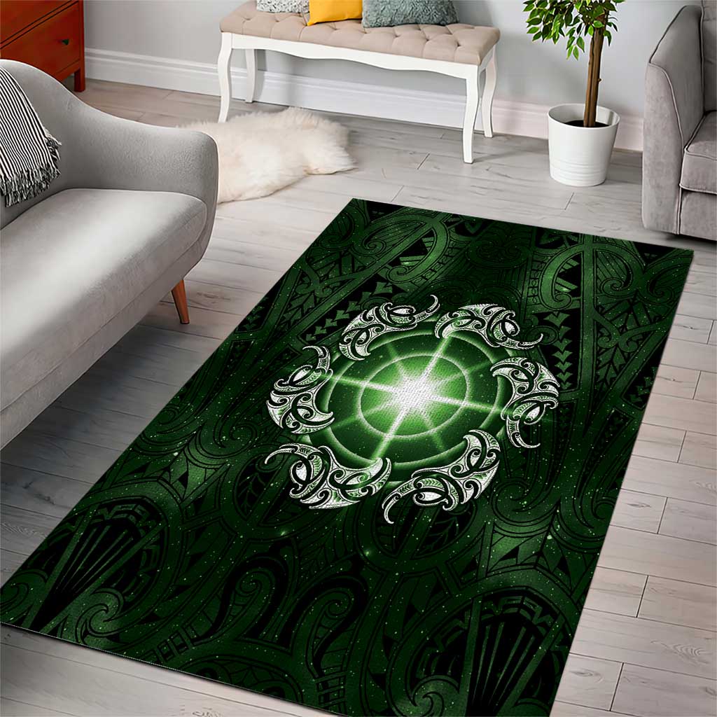 New Zealand Matariki Tupuarangi Area Rug Maori Moko Green Galaxy LT05 - Polynesian Pride