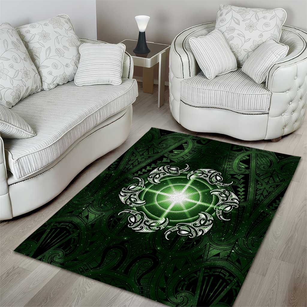New Zealand Matariki Tupuarangi Area Rug Maori Moko Green Galaxy LT05 - Polynesian Pride