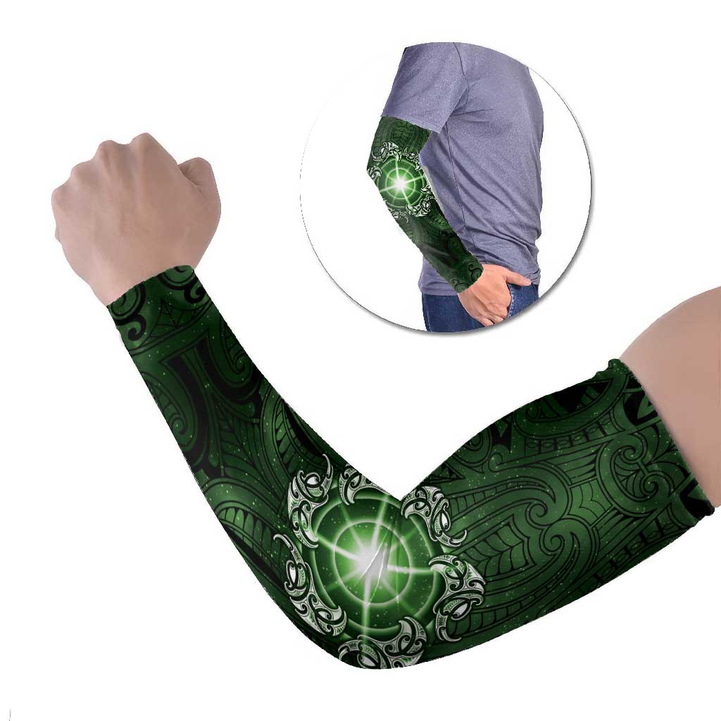 New Zealand Matariki Tupuarangi Arm Sleeves Maori Moko Green Galaxy LT05 Set of 2 Green - Polynesian Pride