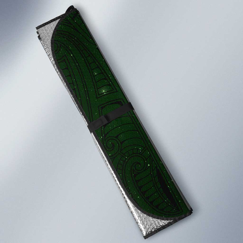 New Zealand Matariki Tupuarangi Auto Sun Shade Maori Moko Green Galaxy LT05 - Polynesian Pride