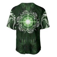 New Zealand Matariki Tupuarangi Baseball Jersey Maori Moko Green Galaxy LT05 - Polynesian Pride
