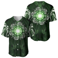 New Zealand Matariki Tupuarangi Baseball Jersey Maori Moko Green Galaxy LT05 - Polynesian Pride