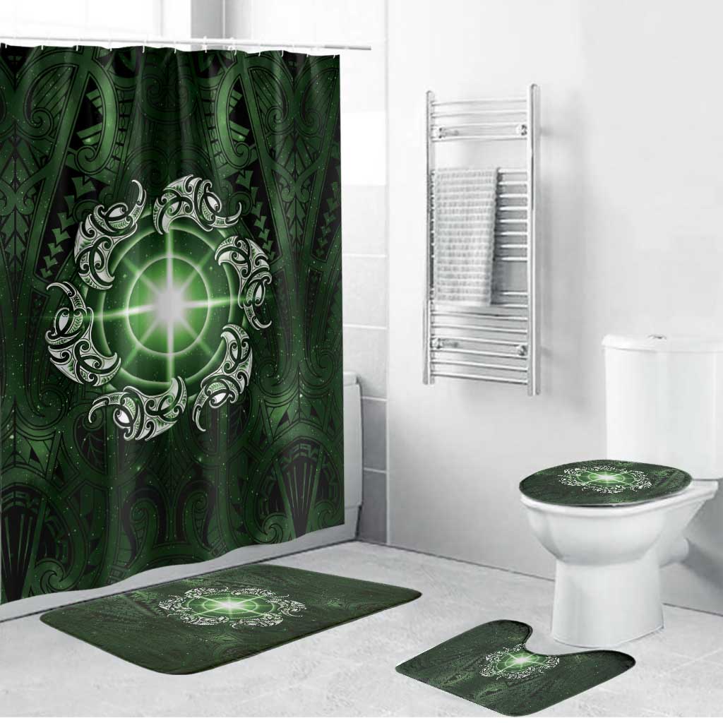 New Zealand Matariki Tupuarangi Bathroom Set Maori Moko Green Galaxy LT05 Bathroom Set (4 pcs) Green - Polynesian Pride