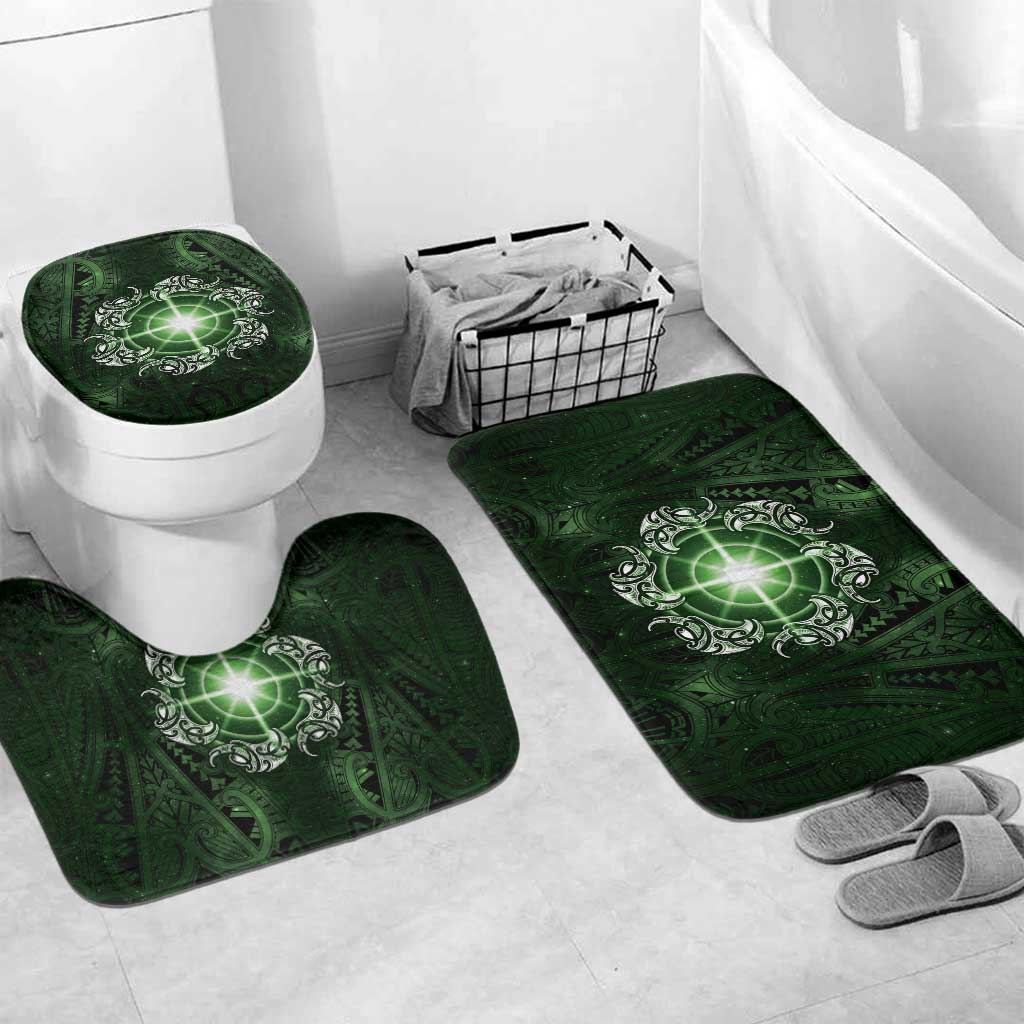 New Zealand Matariki Tupuarangi Bathroom Set Maori Moko Green Galaxy LT05 Mat Set Only (3 pcs) One Size Green - Polynesian Pride