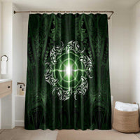 New Zealand Matariki Tupuarangi Bathroom Set Maori Moko Green Galaxy LT05 Shower Curtain Only Green - Polynesian Pride