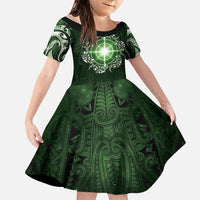 New Zealand Matariki Tupuarangi Family Matching Mermaid Dress and Hawaiian Shirt Maori Moko Green Galaxy