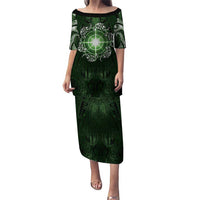 New Zealand Matariki Tupuarangi Family Matching Puletasi and Hawaiian Shirt Maori Moko Green Galaxy