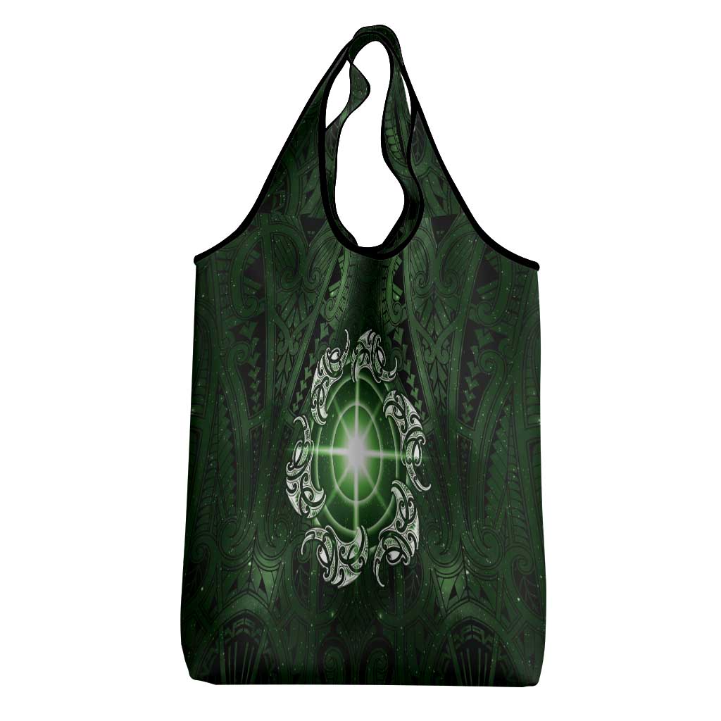 New Zealand Matariki Tupuarangi Grocery Bag Maori Moko Green Galaxy