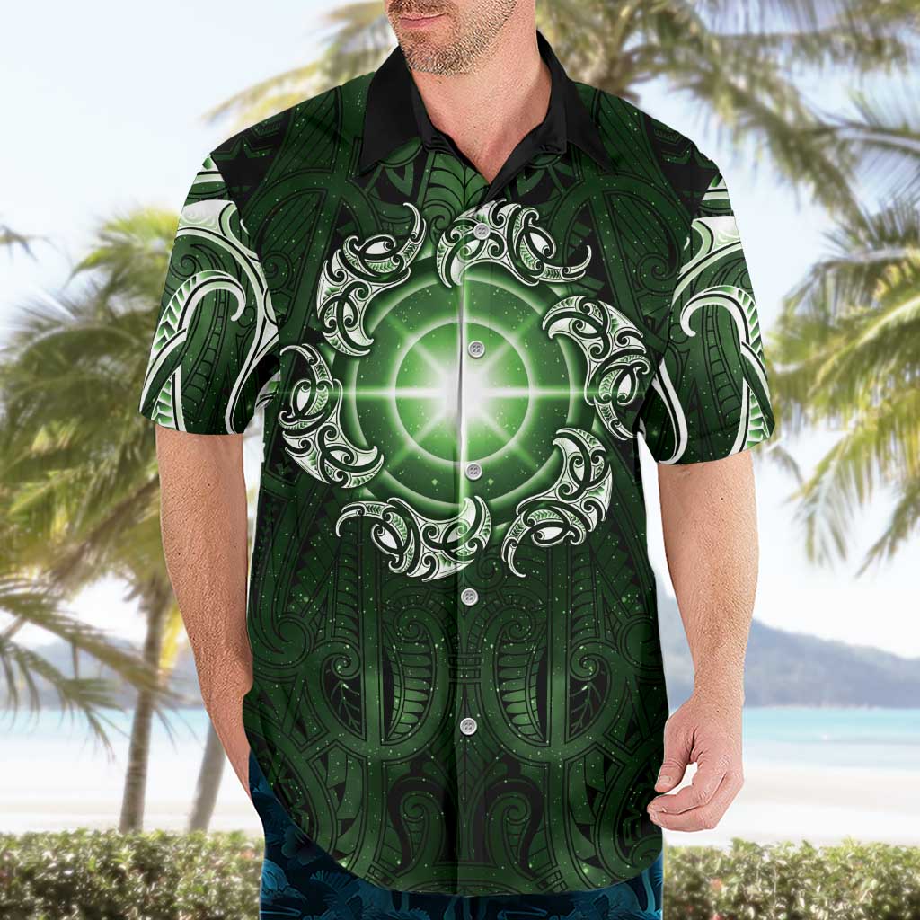 New Zealand Matariki Tupuarangi Hawaiian Shirt Maori Moko Green Galaxy