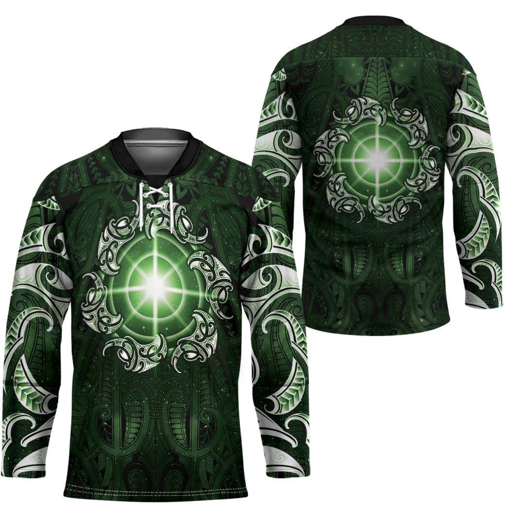 New Zealand Matariki Tupuarangi Hockey Jersey Maori Moko Green Galaxy