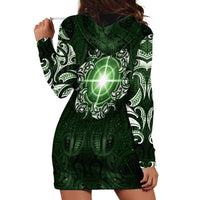 New Zealand Matariki Tupuarangi Hoodie Dress Maori Moko Green Galaxy
