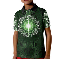 New Zealand Matariki Tupuarangi Kid Polo Shirt Maori Moko Green Galaxy