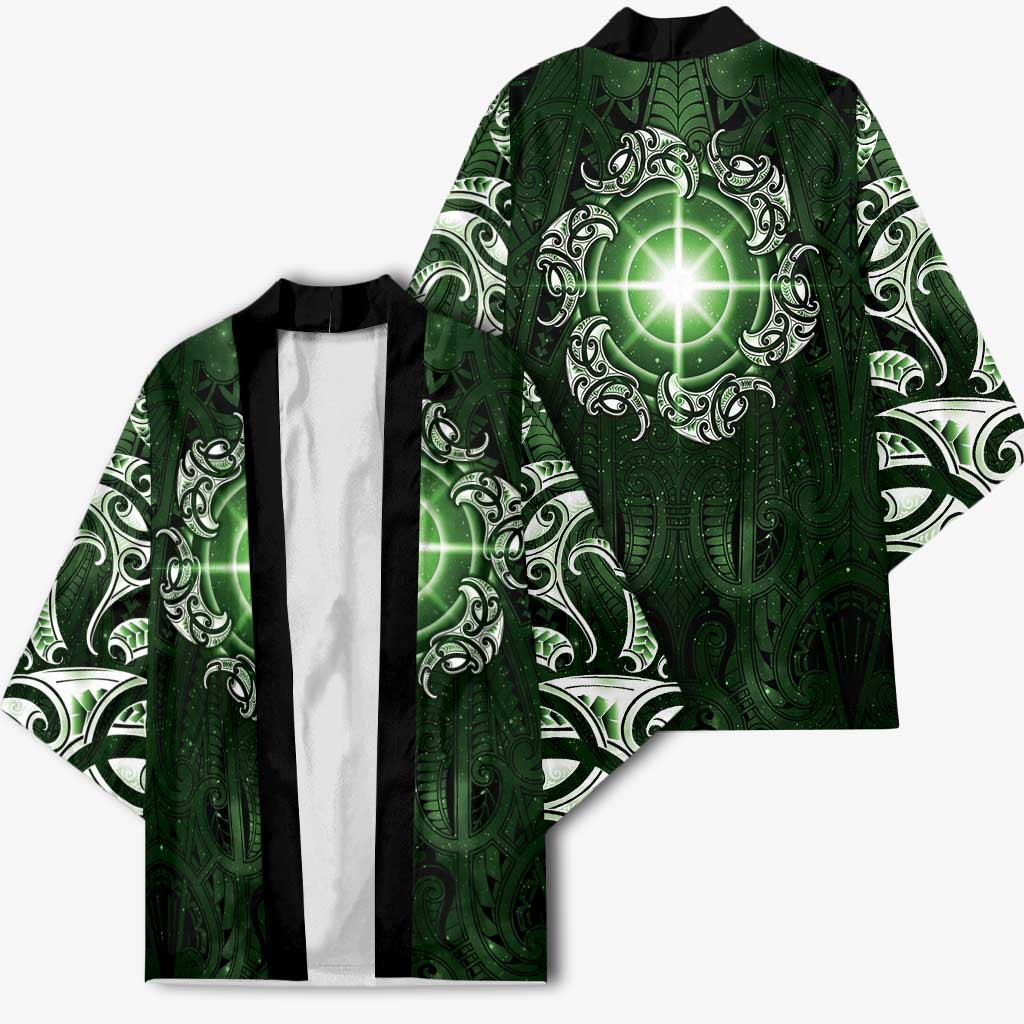 New Zealand Matariki Tupuarangi Kimono Maori Moko Green Galaxy LT05 - Polynesian Pride