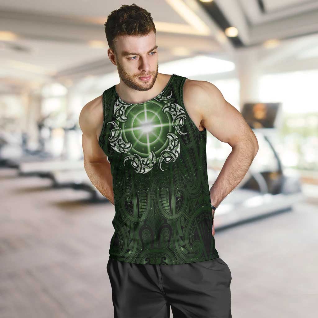 New Zealand Matariki Tupuarangi Men Tank Top Maori Moko Green Galaxy