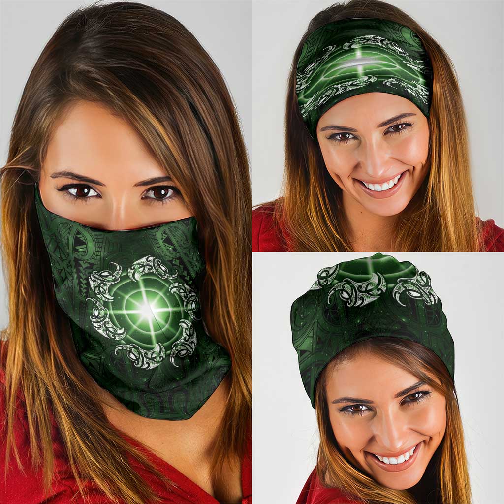 New Zealand Matariki Tupuarangi Neck Gaiter Maori Moko Green Galaxy