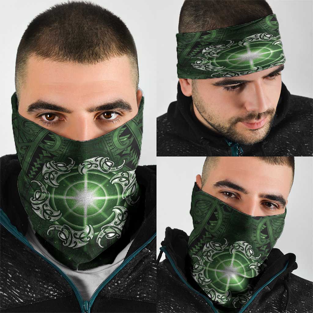 New Zealand Matariki Tupuarangi Neck Gaiter Maori Moko Green Galaxy