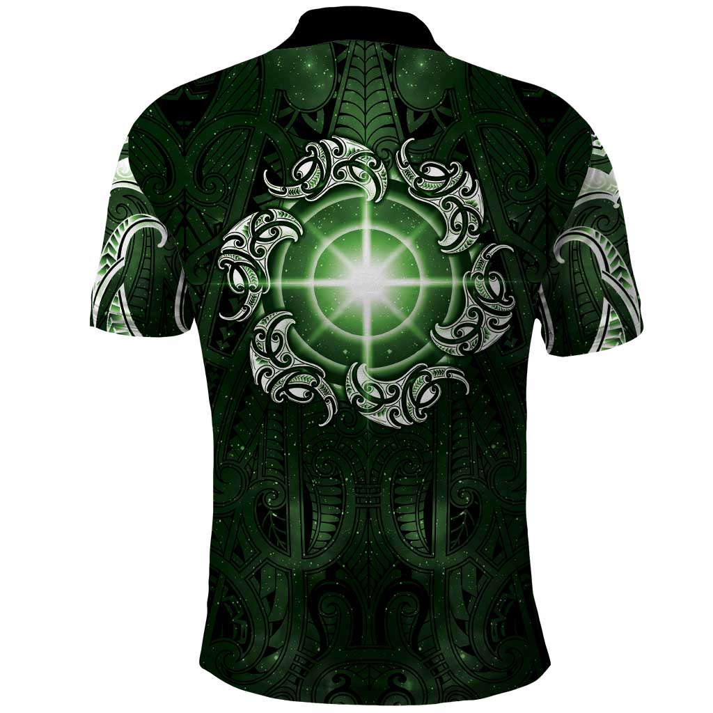 New Zealand Matariki Tupuarangi Polo Shirt Maori Moko Green Galaxy