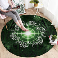New Zealand Matariki Tupuarangi Round Carpet Maori Moko Green Galaxy