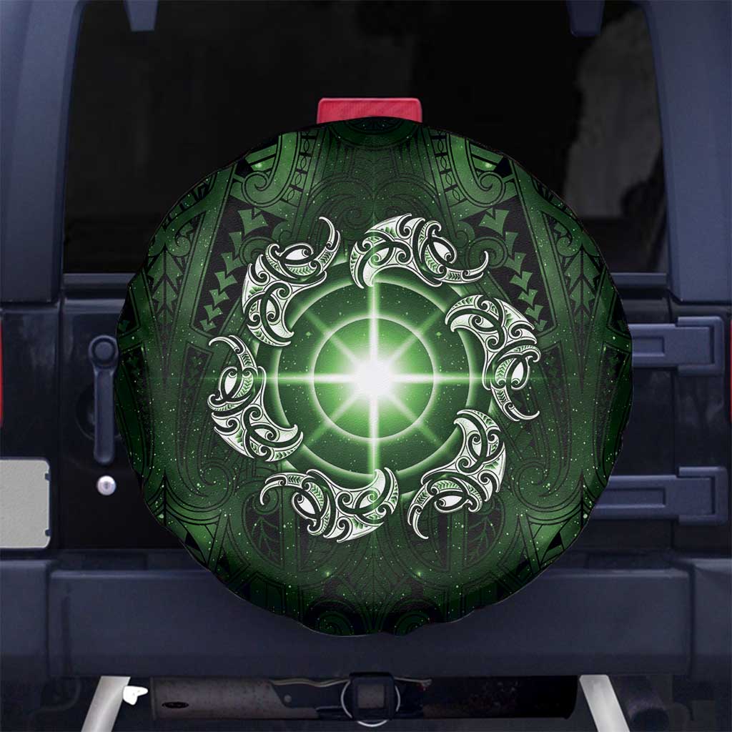 New Zealand Matariki Tupuarangi Spare Tire Cover Maori Moko Green Galaxy