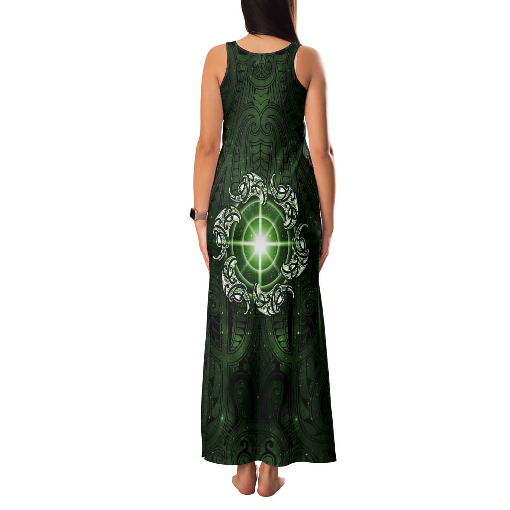 New Zealand Matariki Tupuarangi Tank Maxi Dress Maori Moko Green Galaxy
