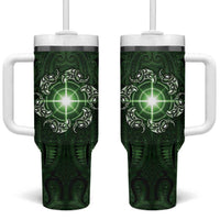 New Zealand Matariki Tupuarangi Tumbler With Handle Maori Moko Green Galaxy