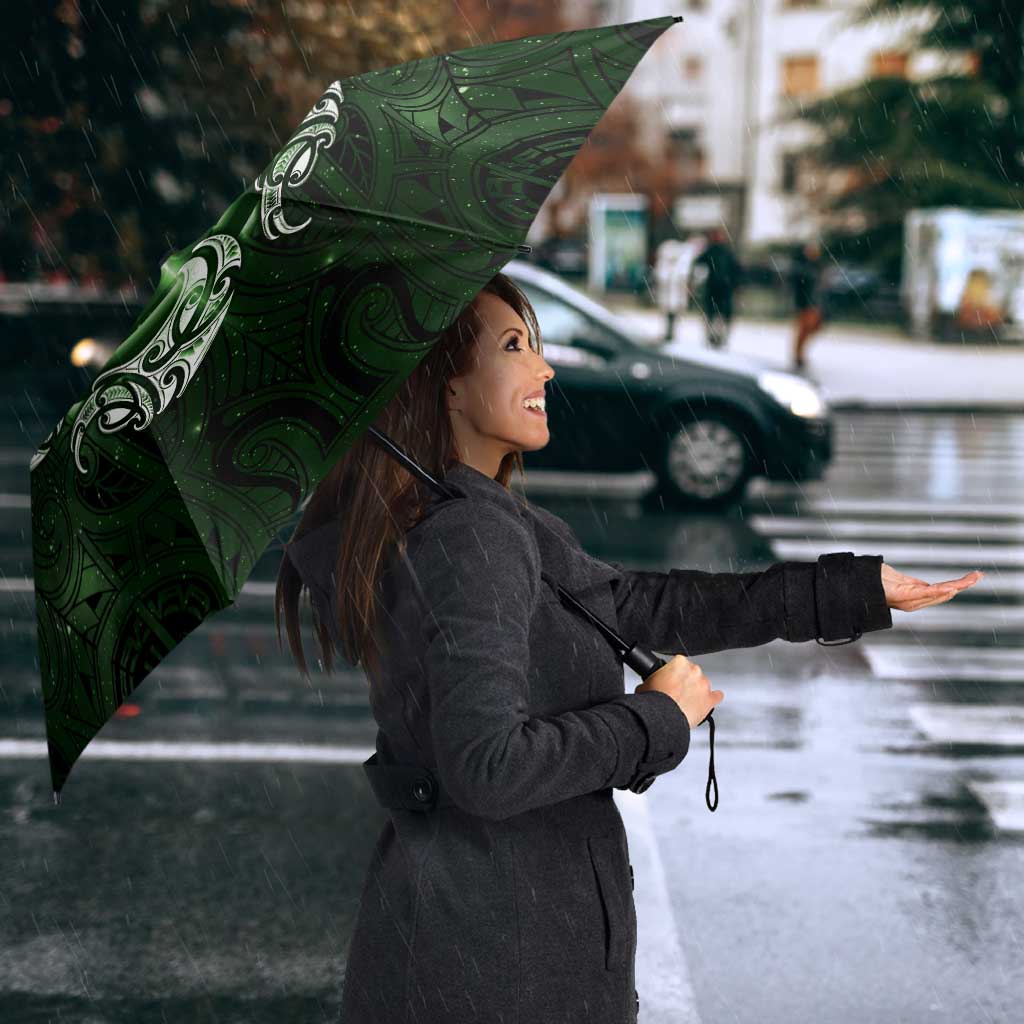 New Zealand Matariki Tupuarangi Umbrella Maori Moko Green Galaxy