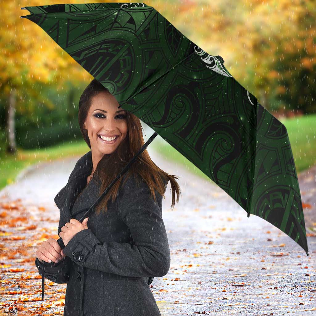 New Zealand Matariki Tupuarangi Umbrella Maori Moko Green Galaxy