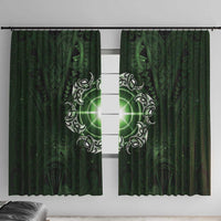 New Zealand Matariki Tupuarangi Window Curtain Maori Moko Green Galaxy LT05 With Hooks Green - Polynesian Pride