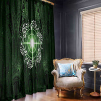 New Zealand Matariki Tupuarangi Window Curtain Maori Moko Green Galaxy LT05 - Polynesian Pride