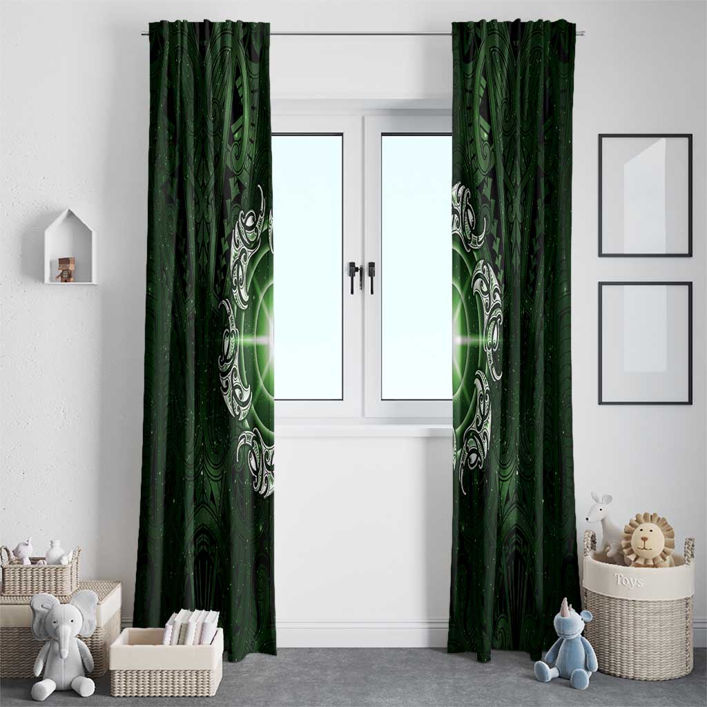 New Zealand Matariki Tupuarangi Window Curtain Maori Moko Green Galaxy LT05 - Polynesian Pride