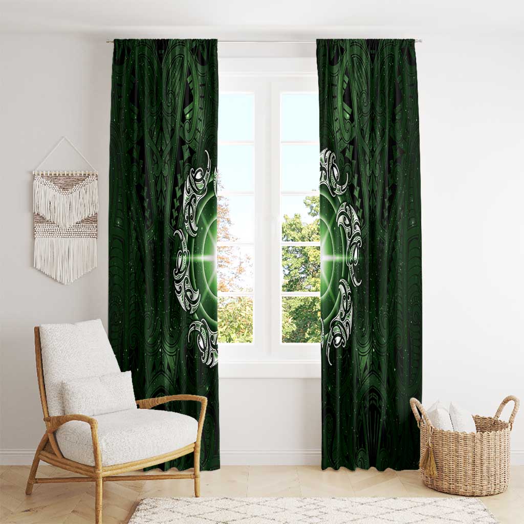 New Zealand Matariki Tupuarangi Window Curtain Maori Moko Green Galaxy LT05 - Polynesian Pride