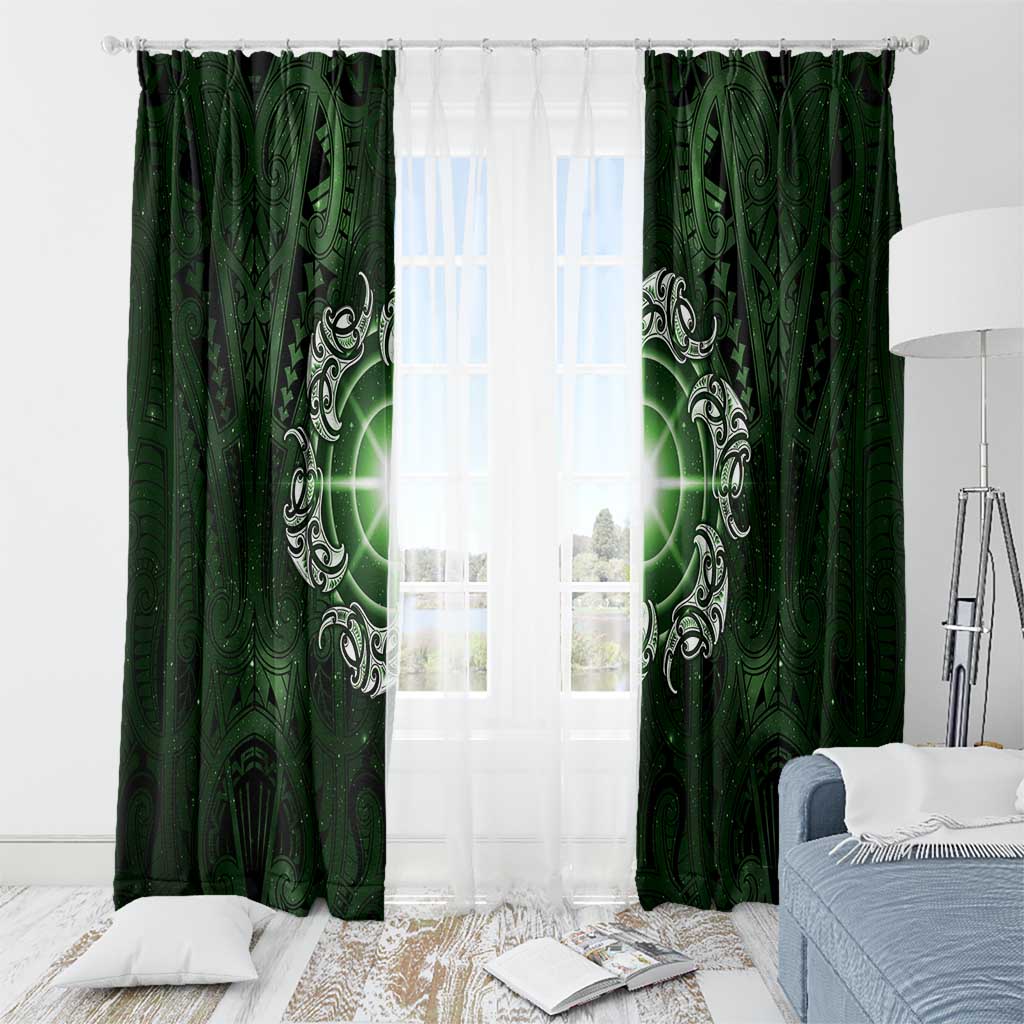 New Zealand Matariki Tupuarangi Window Curtain Maori Moko Green Galaxy LT05 - Polynesian Pride