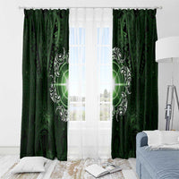 New Zealand Matariki Tupuarangi Window Curtain Maori Moko Green Galaxy LT05 - Polynesian Pride