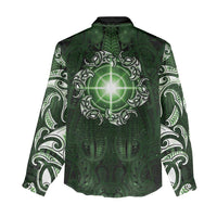New Zealand Matariki Tupuarangi Women Casual Shirt Maori Moko Green Galaxy