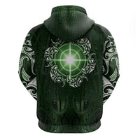 New Zealand Matariki Tupuarangi Zip Hoodie Maori Moko Green Galaxy