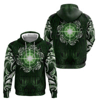New Zealand Matariki Tupuarangi Zip Hoodie Maori Moko Green Galaxy