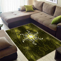 New Zealand Matariki Hiwaiterangi Area Rug Maori Moko Yellow Galaxy