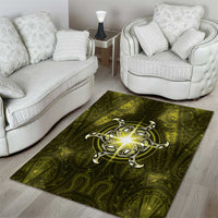 New Zealand Matariki Hiwaiterangi Area Rug Maori Moko Yellow Galaxy