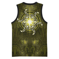 New Zealand Matariki Hiwaiterangi Basketball Jersey Maori Moko Yellow Galaxy