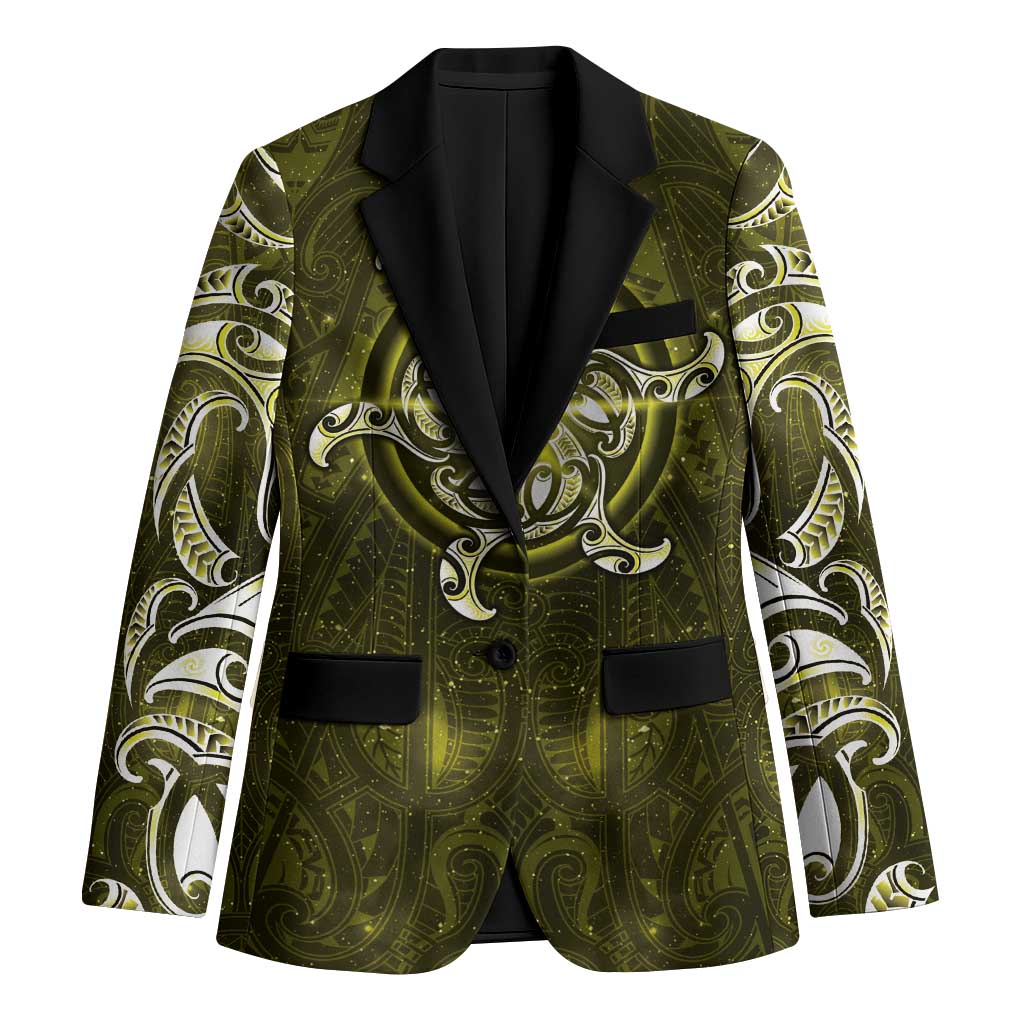 New Zealand Matariki Hiwaiterangi Blazer Maori Moko Yellow Galaxy LT05 Unisex Yellow - Polynesian Pride